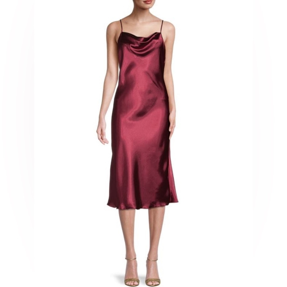 Bebe Solid Satin Bias Slip Dress